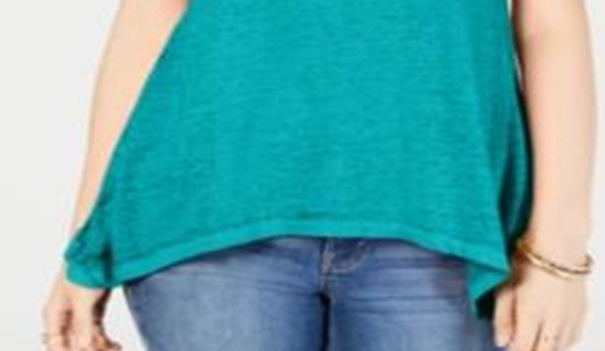 Camiseta feminina estilo &amp; co com bainha de lenço Burnout, azul, tamanho X-S