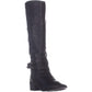 Botas femininas Damien de couro sintético com tachas até o joelho, tamanho 6,5 M, pretas