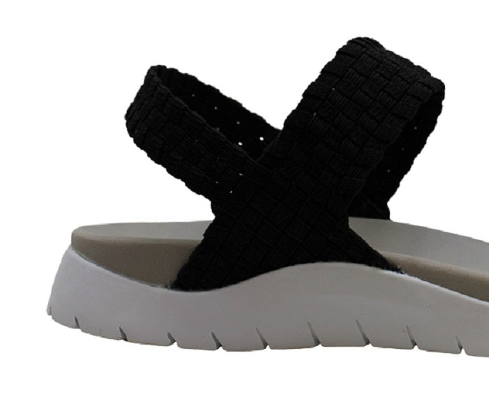 Sandálias femininas Ideology Paxxton Fabric com bico aberto, casuais, estilo slingback, pretas, tamanho 9,5 m