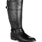 Botas femininas BareTraps Alysha com bico fechado e cano médio, pretas, tamanho 5M