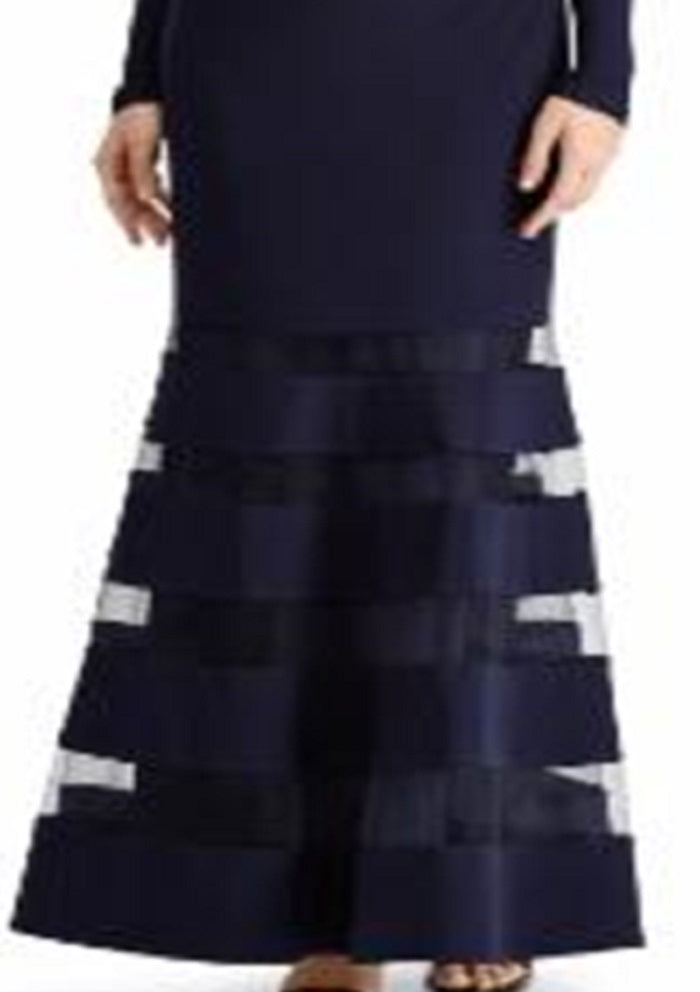 Vestido Ralph Lauren Feminino com Sobrepeliz de Tule e Manga Longa Azul Tamanho 2