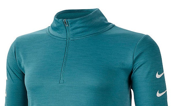 Camiseta de corrida Nike Swoosh Half Zip feminina, verde, tamanho grande