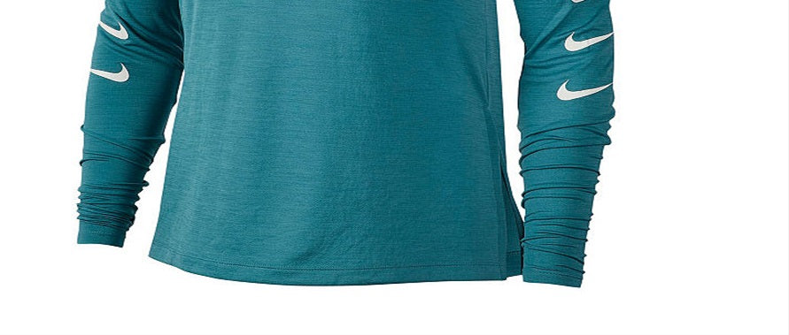 Camiseta de corrida Nike Swoosh Half Zip feminina, verde, tamanho grande