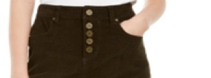 Minissaia de veludo cotelê com bainha crua Indigo Rein Junior, verde, tamanho 7