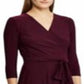 Vestido midi de malha com cinto e manga 3/4 Ralph Lauren feminino, roxo, tamanho 8