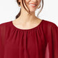 Blusa feminina com mangas esvoaçantes JM Collection, vermelha, tamanho X-S