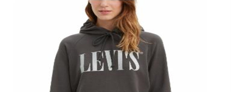 Moletom com capuz esportivo gráfico feminino Levi's, preto, tamanho X-S