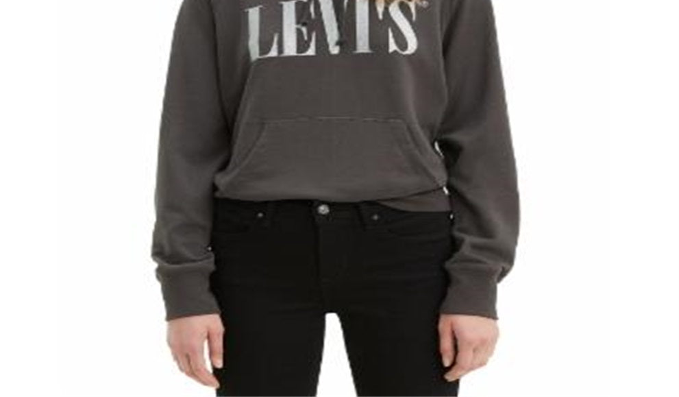 Moletom com capuz esportivo gráfico feminino Levi's, preto, tamanho X-S