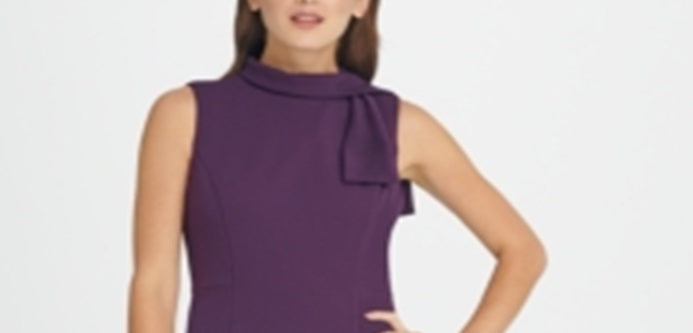 Vestido tubinho com amarração no pescoço feminino DKNY, roxo, tamanho 14