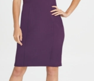 Vestido tubinho com amarração no pescoço feminino DKNY, roxo, tamanho 14