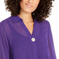 Blusa feminina Alfani semi transparente com manga 3/4 roxa tamanho pequeno