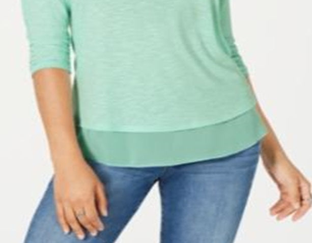 Top de chiffon feminino Style &amp; Co, azul, tamanho médio