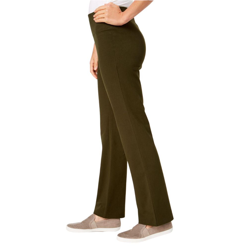 Calça feminina estilo &amp; co, cintura média, controle de barriga, corte bootcut, verde, tamanho grande