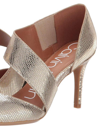 Calvin Klein Gella Couro Feminino Bico Fino Ankle Wrap Scarpin Clássico Amarelo Tamanho 10 M