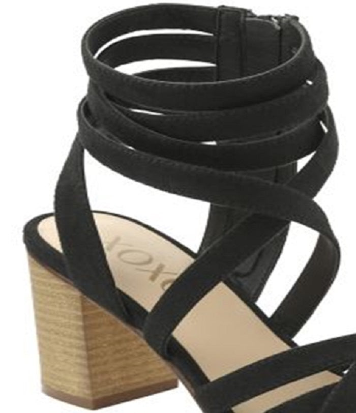 XOXO Eden Salto Social Feminino Camurça Sintética Tiras Preto Tamanho 8.5