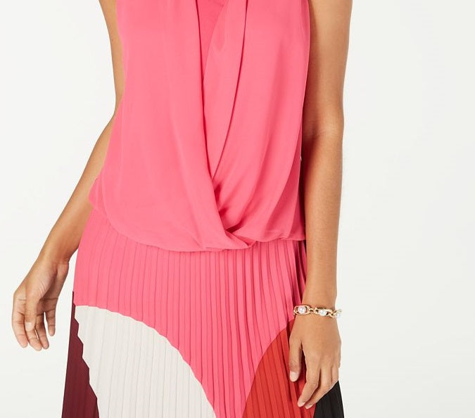 Blusa feminina Alfani sem mangas com frente drapeada, rosa, tamanho pequeno G