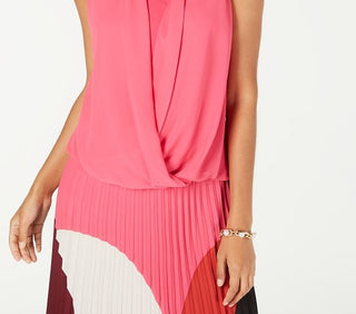 Blusa feminina Alfani sem mangas com frente drapeada, rosa, tamanho pequeno G