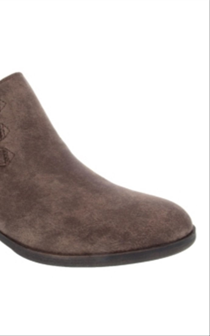 Botas femininas Sugar com salto bloco e fivela acolchoada, bico amendoado, marrom, tamanho 10 M