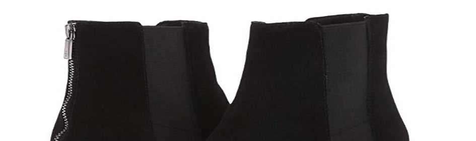 Botas de cano curto femininas Kenneth Cole Reaction Kick Block de camurça com bico fino, pretas, tamanho 10 M