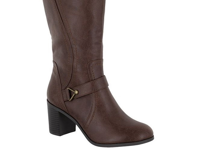 Bota feminina Easy Street com salto alto e salto bloco, marrom, tamanho 11 W