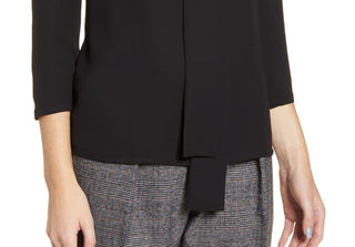 Blusa feminina Anne Klein manga comprida gola alta preta tamanho pequeno