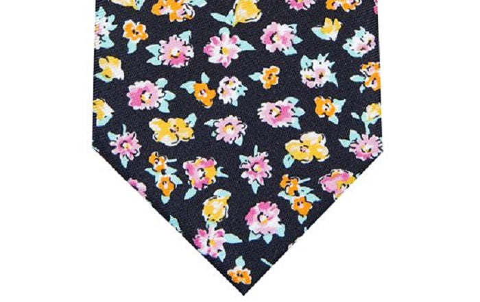Gravata social masculina Bar III Newbury Floral com estampa floral, preta, tamanho regular