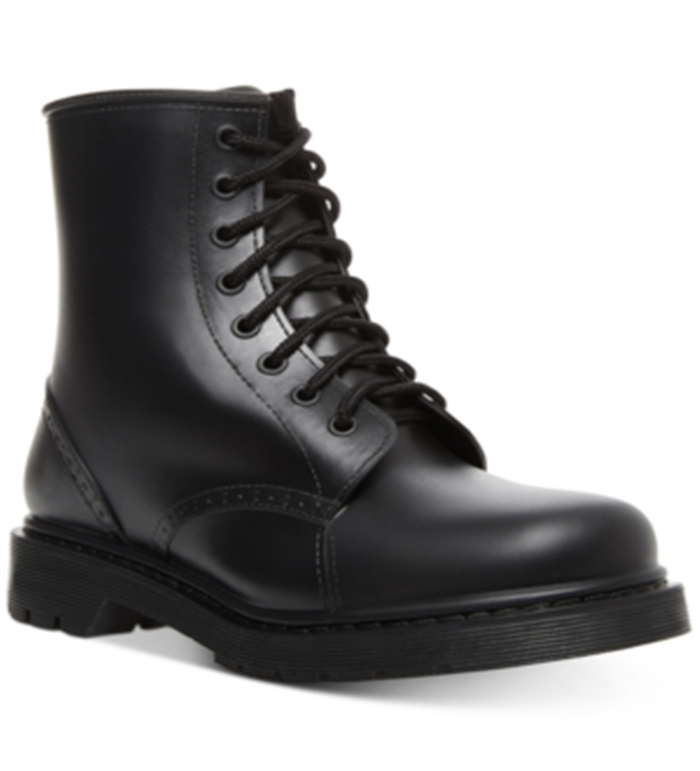 Botas femininas Madden Girl Portland de borracha com bico fechado no tornozelo para clima frio, pretas, tamanho 9M