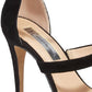 INC International Concepts Sapatos Sadiee de couro femininos, bico aberto, camurça, preto, tamanho 8,5 M