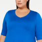Camiseta feminina Alfani Plus com decote em V e alças largas, azul, tamanho 1X