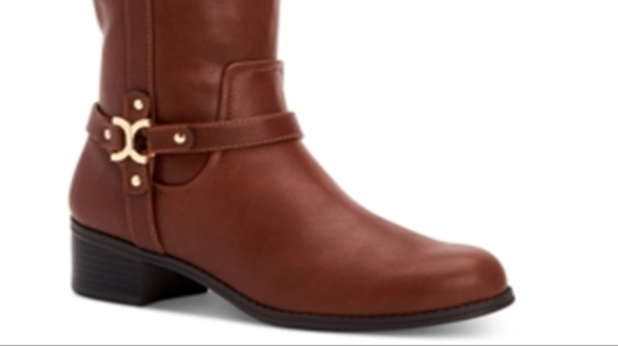 Botas de montaria femininas Charter Club Helenn de couro sintético, tamanho 9 M, marrom