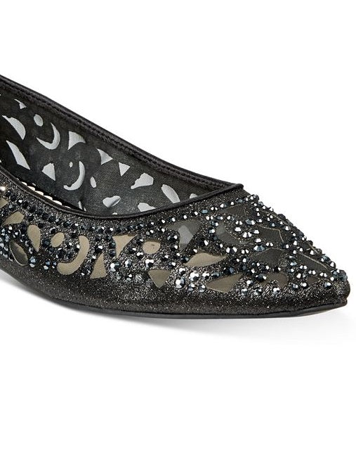 Sapatos baixos femininos Charter Club Tonina bico fino pretos tamanho 6 M