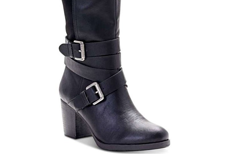 Botas de montaria femininas Jomaris de couro, estilo &amp; co, tamanho 11 M, pretas