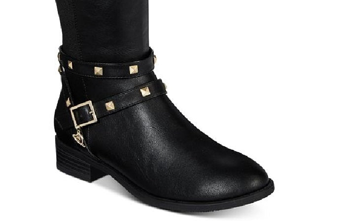 Botas de montaria altas Thalia Sodi Vallie de couro sintético femininas, pretas, tamanho 5 M
