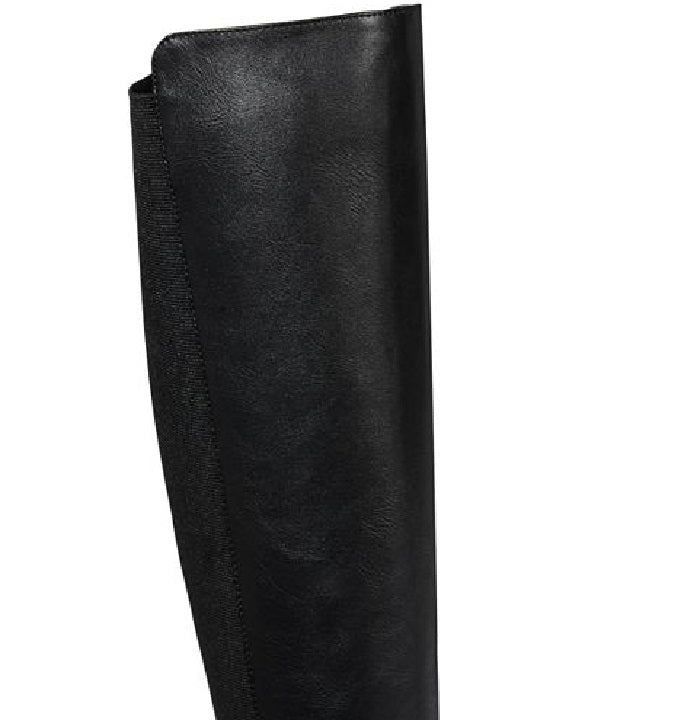 Botas de montaria altas Thalia Sodi Vallie de couro sintético femininas, pretas, tamanho 5 M