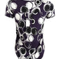 Camiseta feminina Alfani estampada com bainha redonda, roxa, tamanho pequeno G