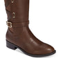 Botas femininas Thalia Sodi de couro com bico amendoado e cano alto, cor conhaque, tamanho 6,5