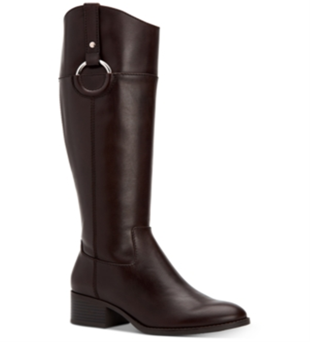 Botas de montaria femininas Alfani Bexleyy de couro até o joelho, marrom, tamanho 7,5 M