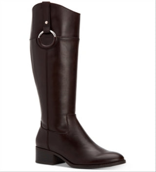 Botas de montaria femininas Alfani Bexleyy de couro até o joelho, marrom, tamanho 7,5 M