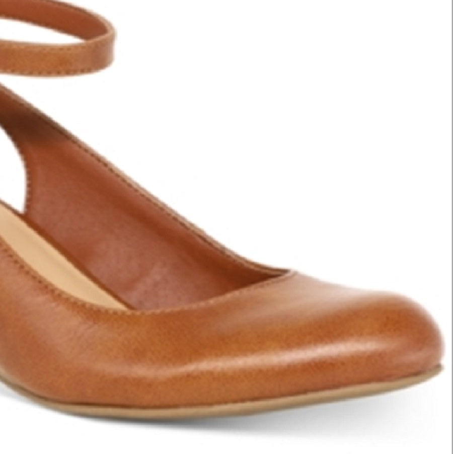 American Rag Miley Faux Leather Ankle Strap Wedges Marrom Tamanho 7 M