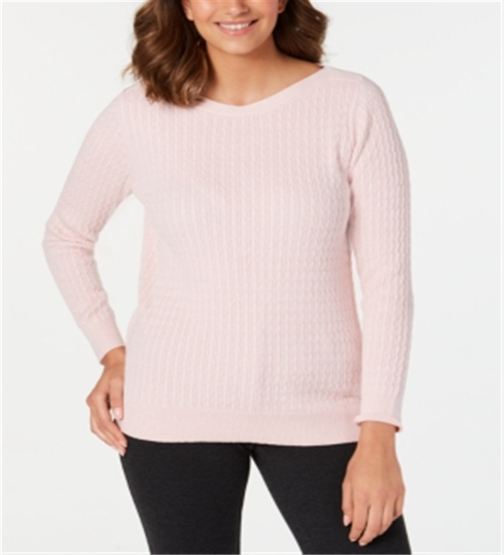 Karen Scott Suéter Feminino de Algodão com Gola Canoa Rosa Tamanho Médio