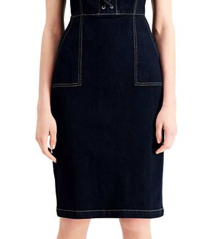 Vestido jeans feminino com cadarço INC International Concepts, azul, tamanho 14