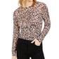 Blusa franzida com estampa floral feminina Bar III, preta, tamanho X-S