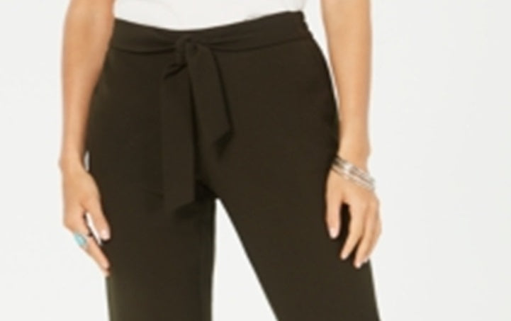 Calça curta feminina estilo &amp; co com amarração frontal, verde, tamanho 10, pequena