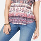 Camiseta feminina estampada manga curta estilo &amp; co rosa tamanho pequeno