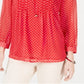 Tommy Hilfiger Feminino Manga Longa Bayview Dot Pintuck Top Vermelho Tamanho P