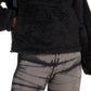 Pulôver feminino de pele sintética com gola alta e zíper 1/4, preto, tamanho grande, da Free People