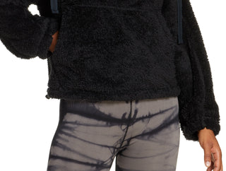 Pulôver feminino de pele sintética com gola alta e zíper 1/4, preto, tamanho grande, da Free People