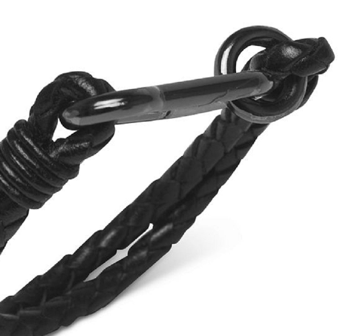 Pulseira de couro masculina Kenneth Cole Reaction Bolo Cord, preta, tamanho regular