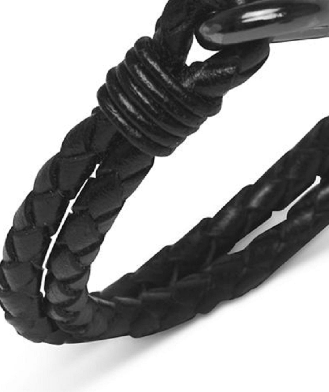 Pulseira de couro masculina Kenneth Cole Reaction Bolo Cord, preta, tamanho regular
