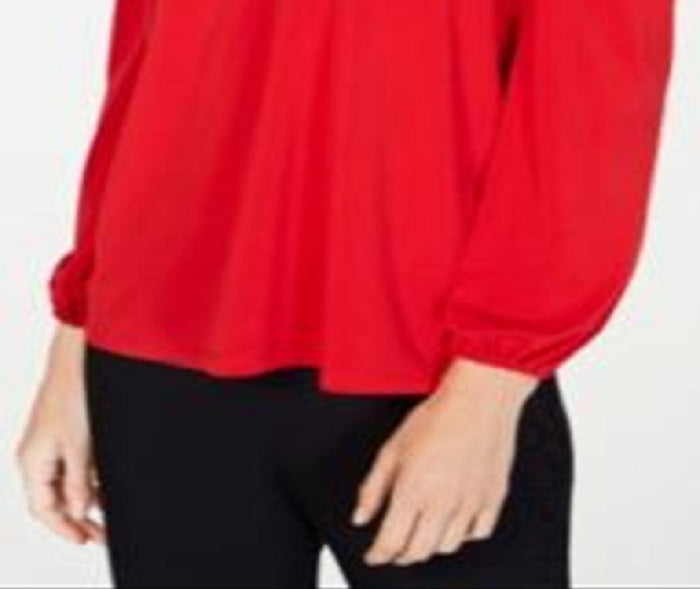 Blusa feminina de manga comprida INC International Concepts, vermelha, tamanho grande